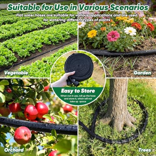 Tuzoc Soaker Hose 50 ft, Garden Hose With Drip Irrigation System, 1/2 Linkable Consistent Drip Irrigation Hoses, Leakproof Design Water Hose, Save 80% of Water for Garden, Farm, Orchard Plantation - Thumbnail 5