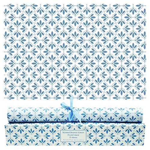 SCENTORINI 15 Sheets Drawer Liners for Dresser, Linen Scented Drawer Liners, Drawer Paper Liner 14.3x19.5 Inch, for Fragrant Drawer Liners for Home Shelf Closet - Image 1