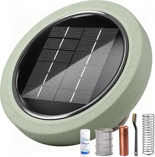 Solar Pool Ionizer for Above Ground, Floating Copper Pool Cleaner Purifier Cuts Chlorine by 85% Works for Pools Up to 40,000 Gal, Swimming Pools Water Cleaner for in-ground Pools and spas (Green) - Image 1