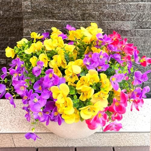 trytuny Artificial Flowers for Outdoor, Realistic Faux Plants for Outside Indoor Porch Patio Window Box Planter Home Decor (color04-16pcs) - Thumbnail 5