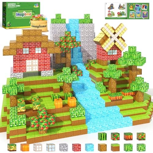 Imagiomo 150PCS Magnetic Blocks - Build Mine Magnet World Farm Edition, Magnetic Kids Games for Boys & Girls Age 3-5 4-8 6-8, STEM Sensory Construction Classroom Must Haves Building Toys for Toddlers - Image 1