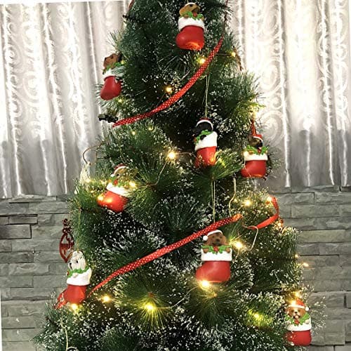 Cici & Jimmy Black Labrador Retriever with Santa Hat in Christmas Sock Dog Ornaments for Christmas Tree - Thumbnail 3