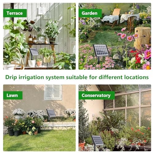 49FT Solar Drip Irrigation System, Auto Watering Kit for 15 Pots, Solar-Powered Plant Watering, 25 Timer Modes, 900ml/min Flow Indoor/Outdoor Garden, Balcony & Patio Irrigation System - Thumbnail 6
