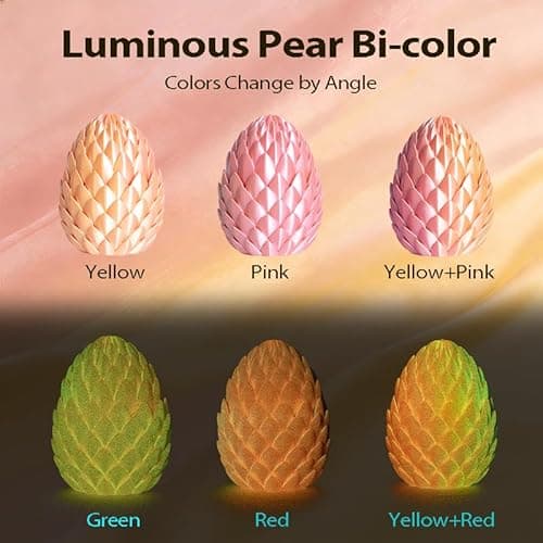 1.75mm PLA Filament Bi-Color Yellow Pink Glow in The Dark with Smooth Surface, Best with UV Lamps Luminous Dual Color 3D Printer Filament, 1kg (2.2lbs) Plastic Spool 3D Printing PLA Filament Rod - Thumbnail 2