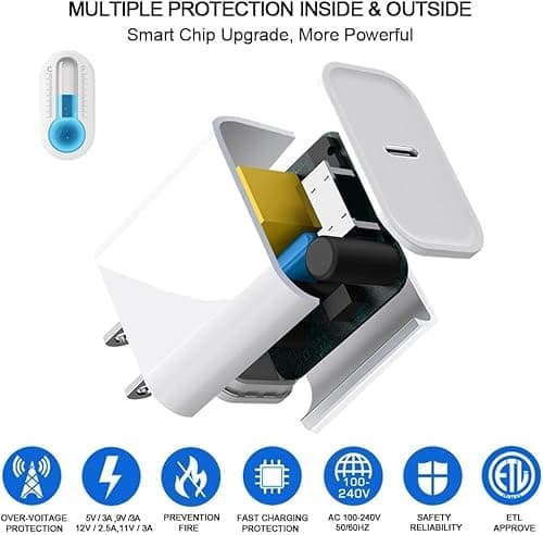 DABUSTAR for iPhone Fast Charger, 33W USB C PD Wall Charger Block Plug with[MFi Certified]6ft Type C to Lightning Cable Quick Charging Data Sync Cord for iPhone14 13 12 11 Pro Max Mini Xs Xr iPad Air - Thumbnail 4