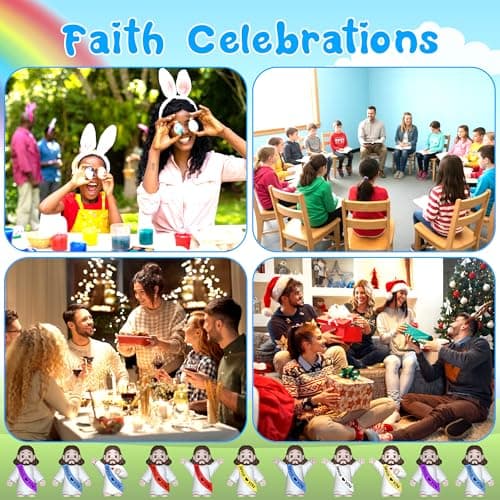 Imerance 100 Pcs Little Jesus Figures，Mini Jesus Figurines Tiny Statues for Easter Egg Stuffers to Hide and Seek Sunday School Religious Party Share （Multicolor） - Thumbnail 3