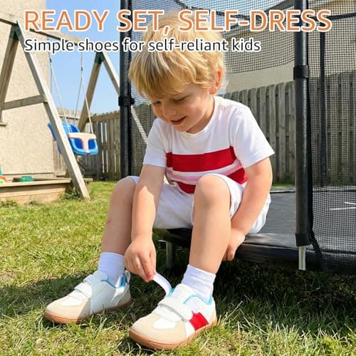 WIDE TOE BOX Toddler Barefoot Shoes - Boys Girls Zero Drop Sneakers - Non-Slip First Walking Shoes, Lightweight Kids Tennis Shoe, Classic Blue Red, 11 Wide Little Kid - Thumbnail 6