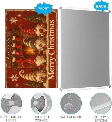 Carastora2-pack Vintage Christmas Metal Tin Sign - 8 x 12in, featuring designs of Santa Claus and an elf. Suitable for bedroom, bathroom, and home decor, and an ideal choice for holiday gifting. - Thumbnail 6
