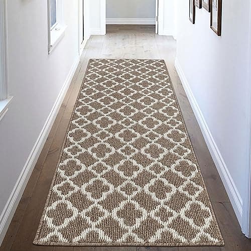 U'Artlines Runner Rug for Hallway 2×6feet Non Slip Kitchen Floor Carpet Runners Brown Geometric Pattern Machine Washable Area Rug for Entryway Bathroom - Image 1