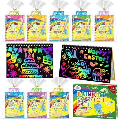 ZMLM Easter Basket Stuffers: 4 Pack Birthday Party Favors for Kids 4-8, Rainbow Scratch Art Notebook Paper, Goodie Bags Stuffers for Kids, Bulk Classroom Gifts Student Prizes Teacher Kindergarten - Image 1