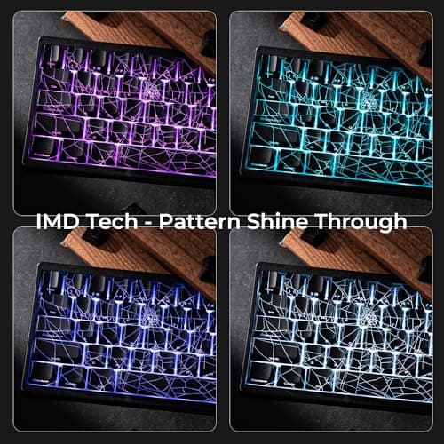 HITIME x XVX M67 60% Percent Keyboard Wireless, QMK/VIA Black Spider Web Gaming Keyboard, Tri-Mode Thocky Creamy Mechanical Key Board, Hot Swappable Gasket Mount RGB IMD Tech for Win/Mac - Thumbnail 4