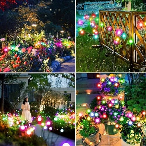 XBllcyiv Solar Garden Lights New Upgraded Swaying Light, Solar Outdoor Lights, Yard Patio Pathway Decoration, High Flexibility Iron Wire & Heavy Bulb Base, 2 Pack 16 LED (Colorful) - Thumbnail 6