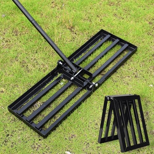 DEEGETEL Lawn Leveling Rake, Steel Lawn Leveler with 30"x10" Ground Plate, 78" Adjustable Long Handle, Level Yard Tool for Grass, Golf Field, Level Soil or Dirt Ground, Black - Image 1