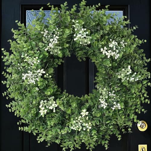 26'' Large Boxwood Wreath for Front Door Artificial Spring Wreath Boxwood Leaves Greenery Outdoor Door Wreaths for Porch Window Home Farmhouse Wall Decor Green Year Round Indoor Outdoor All Seasons - Image 1