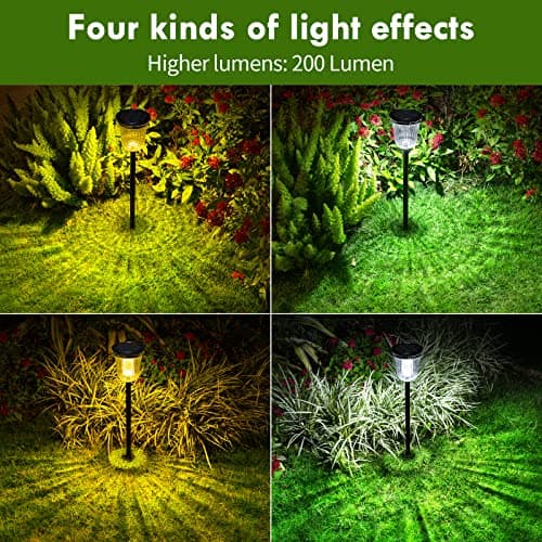 WTGEGF Solar Pathway Lights, 6 Pack 200 Lumens Super Bright Solar Lights Outdoor Waterproof with 2 Lighting Modes, Auto On/Off Outdoor Solar Lights for Yard, Walkway, Lawn, Driveway, Path,Outside - Thumbnail 5