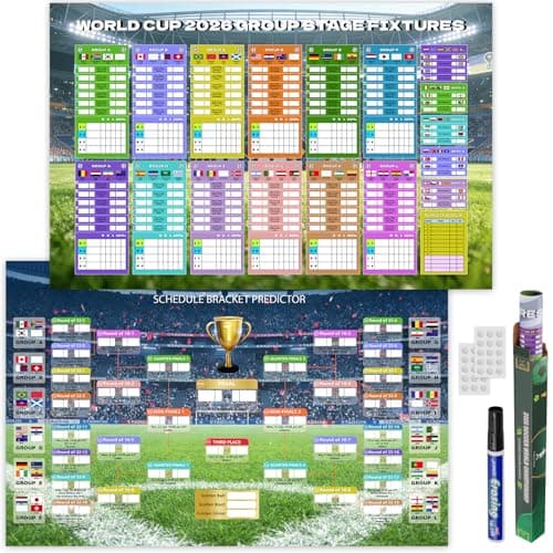 ZUOMAGUO World Cup Schedule Poster 2026 World Soccer Game Wall Chart Poster No Crease World Cup Soccer Calendar Football Tournament Schedule Home Bar Party Decorations - Image 1