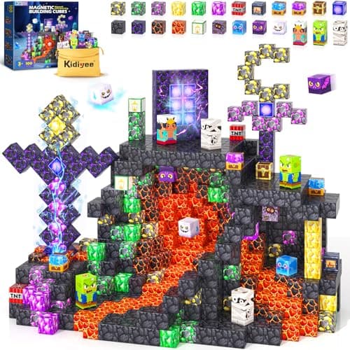 Magnetic Blocks - Mine Magnet World Building Toys for Kids Ages 4-6 6-8 8-12, STEM Magnetic Building Blocks Kids Sensory Toys Games, Gift for 3+ Year Old Boys and Girls - Image 1