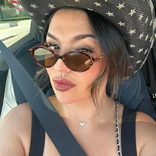 GRFISIA Retro Oval Sunglasses for Women Trendy Vintage 90s Y2K Designer Sun Glasses UV400 Protection - Thumbnail 3