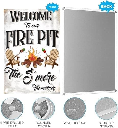Carastora Vintage Metal Sign for Fire Pit Area - Wall Art Tin Sign for Patio, Backyard, Camping, Country Garden Decor, 8x12 Inch - Thumbnail 5