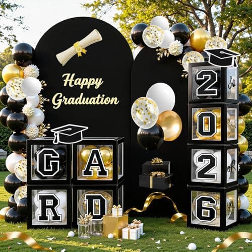 Graduation Decorations 2026 Graduation Party Decorations Set of 4 Boxes with 129pcs Balloons Arch Garland Kit Party Supplies for Any Grades Black - Thumbnail 5