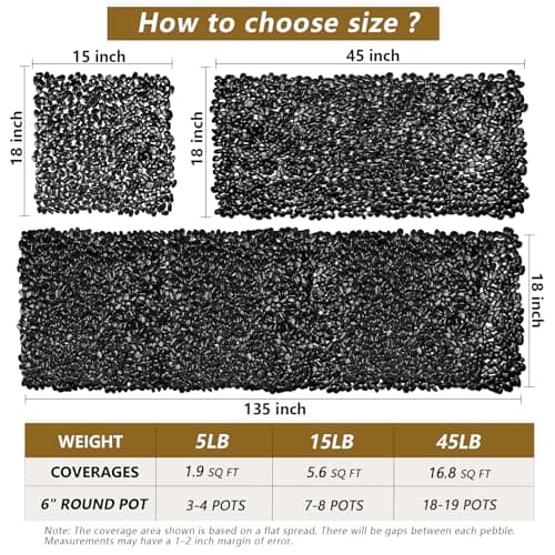 Garrdeen 5LB Black Polished River Rocks, 0.5–1.0 inch Small Pebbles for Indoor Plants, Aquarium Rocks, Fish Tank Gravel, Decorative Stones for Planters, Vase Fillers & Landscaping Decor - Thumbnail 3