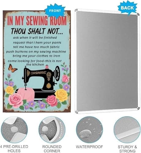Carastora Vintage Sewing Room Wall Sign, Metal Tin Plaque for Home, Craft Room, Sewing Lover Gift - Country Style Decorative Poster 8x12 Inch - Thumbnail 5