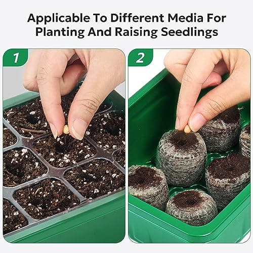 MIXC 10 Packs Seed Starter Tray Seed Starter Kit with Humidity Dome (120 Cells Total Tray) Seed Starting Trays Plant Starter Kit and Base Mini Greenhouse Germination Kit for Seeds Growing Starting - Thumbnail 6