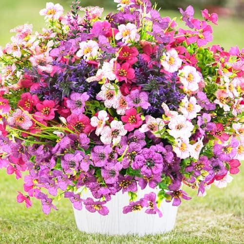 trytuny Artificial Flowers for Outdoor, UV Resistant Realistic Fake Flowers and Faux Plants for Indoor Outdoor, Garden Patio Porch Window Box Decor All Year (12pcs - Mixed Color) - Image 1
