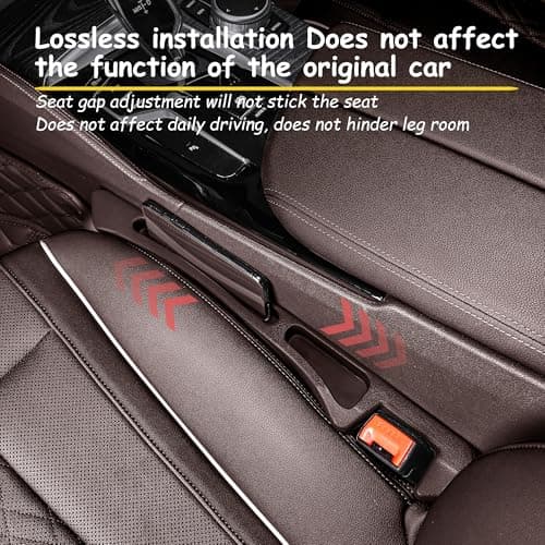 GPKJQZS Car Seat Gap Filler Organizer with Dual Slots, 2 Pack Anti-Drop Storage Solution for Car SUV Truck - Prevents Phone, Keys, Wallet from Falling Between Seats (Brown) - Thumbnail 5