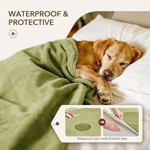 Lekereise Reversible Waterproof Dog Blanket, Super Soft Couch Cover for Dogs, Washable Leak-Proof Protector for Sofa Bed Car Seat, for Cats to Large Dogs (Green, 25" x 35") - Thumbnail 3