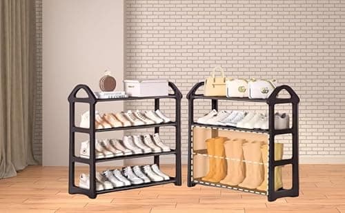WUSUDUR 4-Tier Metal Shoe Rack Free Standing Storage Organizer for Entryway Closet Garage Dorm Small Spaces, Black - Thumbnail 6