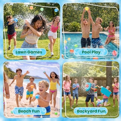 Reusable Water Balloons - 18 Pack Silicone Splash Balls No Magnets, Slef-sealing Quick Fill Water Bombs, Leak-Proof Summer Toys for Pool Beach Backyard - Thumbnail 6