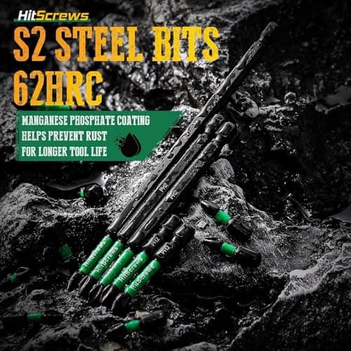 Hitscrews PH2 Long Phillips Screwdriver Bit Set – 12 Pack Mixed Length Phillips Impact Driver Bits with High Magnetic Bit Holder, S2 Steel, 1"/2"/4"/6" Magnetic Driver Bits - Thumbnail 6