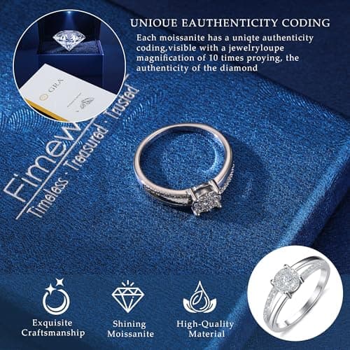Fimewon Wedding Rings for Women Silver Moissanite Rings Birthday Gifts for Women Size 6 - Thumbnail 3