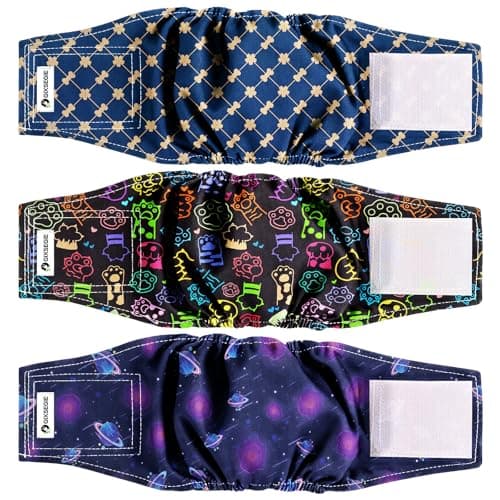 GIXSEGIE Reusable Dog Diapers Male, Washable Premium Belly Bands for Male Dogs-Pack of 3, High Absorbing Small Dog Wraps, for Doggie & Puppy in Incontinence or Excitable Urination and Training (S) - Image 1