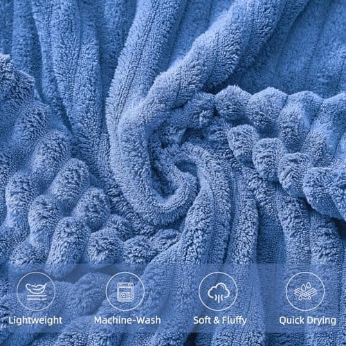 NALIVO 6-Piece Bath Towel Set(30"x60"), 2 Large Bath Towel Sheets, 2 Hand Towels and 2 Washcloths - Highly Absorbent Quick Dry Microfiber,Ultra Soft Towel Set for Bathroom (Blue) - Thumbnail 5