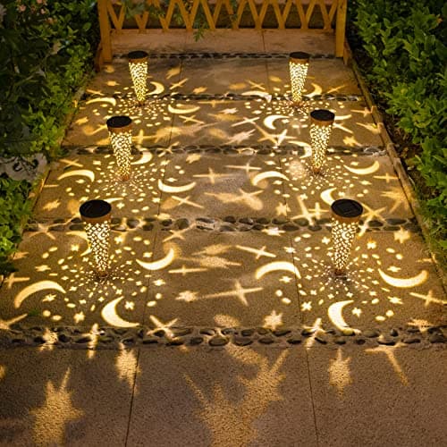 Go2garden Solar Lights Outdoor Decorative Stake Lights Waterproof with Moon Star for Patio, Pathway, Backyard, Outside Decorations, Lawn Ornaments,Garden Gifts (Copper, 6pack) - Image 1
