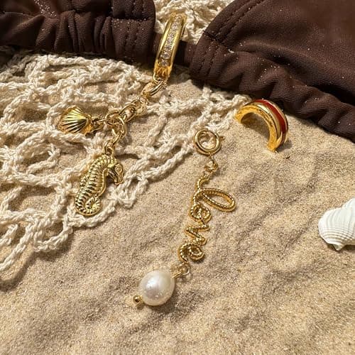 FAMARINE Pearl Keychain for Bag LOVE Chain Keychain Clasp Clip on Charms Accessories - Thumbnail 2