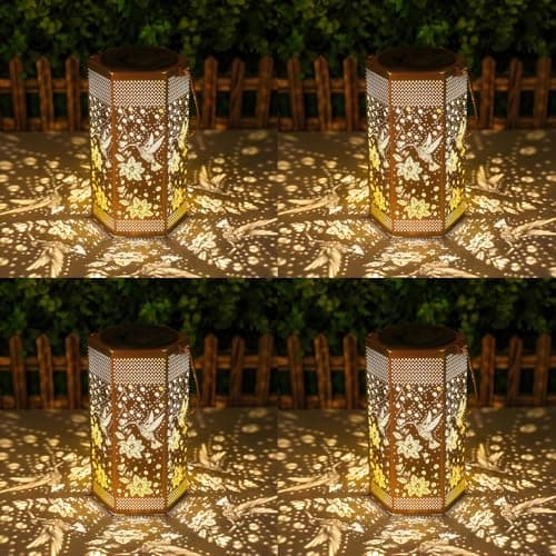 4 Pack Hummingbird Solar Lanterns Garden Decor - Gifts for Women Mom Grandma, Solar Lights Outdoor Waterproof Hanging Outside for Yard, Patio - Image 1