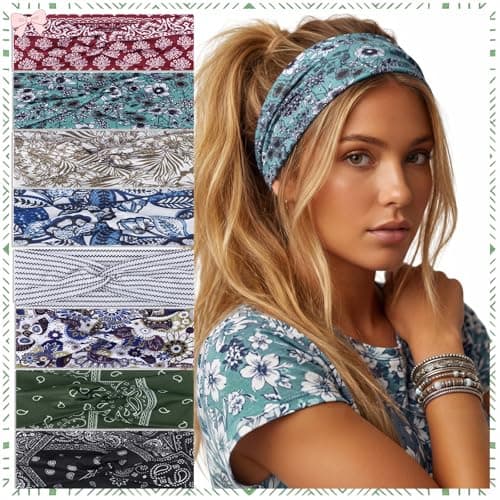 Needbrock 8Pcs Knotted Headbands for Women, Non Slip Boho Hair Bands Fashion Accessories Head Wraps - Soft Wide Stretchy Cloth Headbands for Daily Wear Yoga Workout Running - Image 1