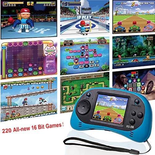 EASEGMER 16 Bit Kids Handheld Games Built-in 220 HD Video Games, 2.5 Inch Portable Game Player with Headphones - Best Travel Electronic Toys for Kids Age 3-10 Years Old Children (Blue) - Thumbnail 4