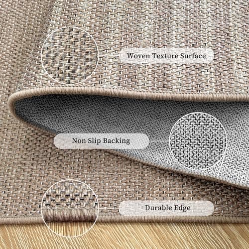 Arvenchy Easy Jute Rug 4x6: Indoor Outdoor Natural Boho Area Rugs for Living Room Patio Washable - Farmhouse Neutral Contemporary Carpet Mat for Entryway Bedroom Kitchen Backyard Sunroom Non Slip - Thumbnail 3
