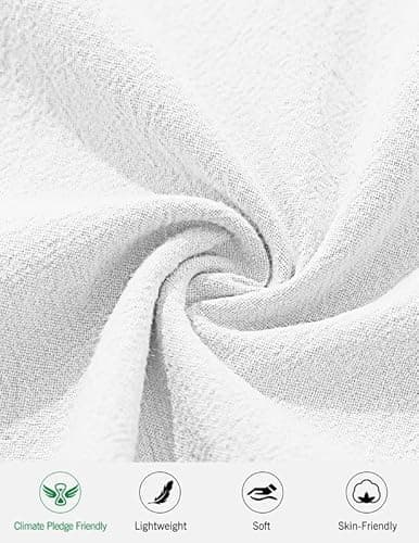 AUSELILY MEN Men's Cotton Linen Shorts 9 inch Drawstring Casual Elastic Waist Mens Summer Beach Vacation Shorts Big and Tall with Pockets White 3XL - Thumbnail 6