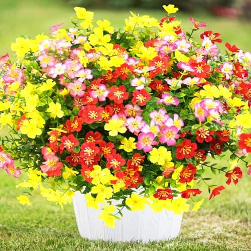 trytuny Artificial Flowers for Outdoor, UV Resistant Realistic Fake Flowers and Faux Plants for Indoor Outdoor, Garden Patio Porch Window Box Decor All Year - Thumbnail 5