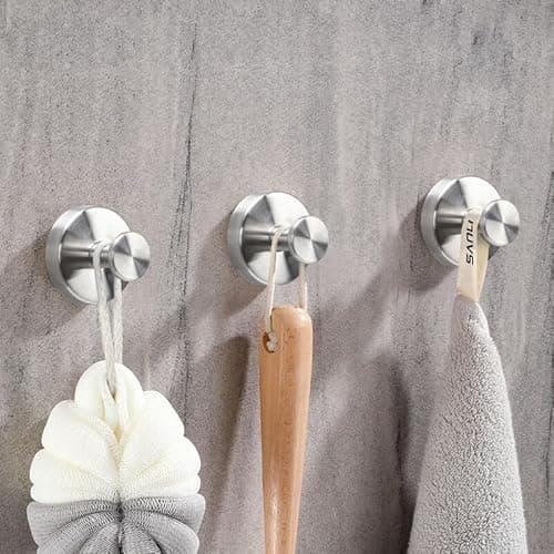 MNGD Towel Hook Shower Suction Hooks Towel Hanger for Bathroom Hanging Coat, Robe, Removable Wall Mounted Hook for Bedroom Kitchen Hotel Pool Brushed Nickel(4-Pack) - Thumbnail 2