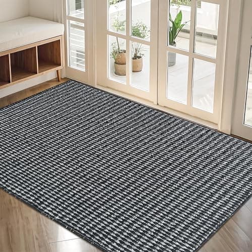 Indoor Door mat 24"x36", Dirt Trapper Door Mat, Non-Slip Washable Entrance Mat,Dirt Resistant and Absorbent Welcome Mat,Low-Profile Doormat for Entryways, Front Doors, and Indoor Entrances, Black/Grey