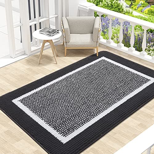 Colorxy Indoor Door Mat, Non-Slip Absorbent Resist Dirt Entrance Mat, Sturdy Low-Profile Inside Floor Carpet Mats, Washable Front Entry Doormats for Entryway, 48''x32'', Dark Grey - Image 1