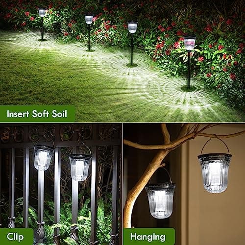 WTGEGF Solar Pathway Lights, 6 Pack 200 Lumens Super Bright Solar Lights Outdoor Waterproof with 2 Lighting Modes, Auto On/Off Outdoor Solar Lights for Yard, Walkway, Lawn, Driveway, Path,Outside - Thumbnail 3