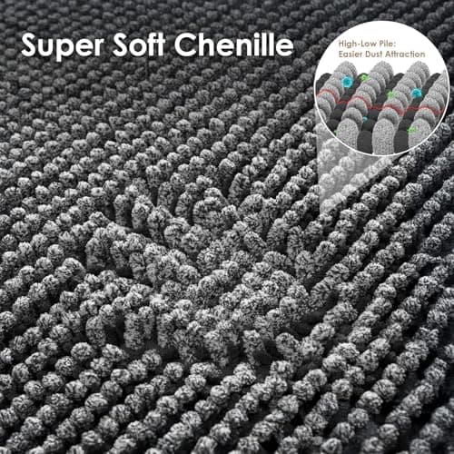 EHEYCIGA Super Absorbent Dog Door Mat for Muddy Paws 24x16 Inch Indoor, Front Doormat Outside Entrance, Quick Dry Chenille Washable Dog Crate Bed, Non-Slip Pet Rug Mud Mat Outdoor Entryway, Grey - Thumbnail 5