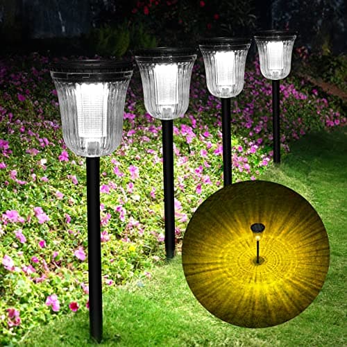 WTGEGF Solar Pathway Lights Outdoor Waterproof, 4 Pack 200 Lumens Super Bright Solar Garden Lights with 2 Lighting Modes, Auto On/Off Outdoor Solar Lights for Yard, Walkway, Lawn, Driveway, Path - Image 1